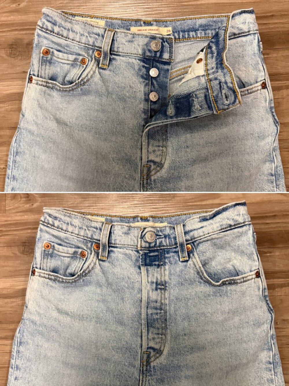 Levi’s Premium Ribcage Straight Jeans 26 Tango Light Rare Wash $110 - Picture 3 of 11
